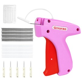 Givurao Stitchy Gun for Clothes, Handheld Stitch Gun Quick Clothing Fixer Micro Sewing Tagging Gun for Clothing Includes 5 Needle 1000 Black Fasteners 1000 White Fasteners (Purple）