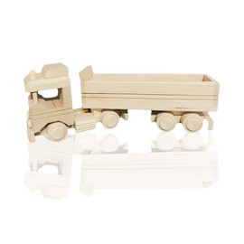 VESPLO Wooden Truck Toy - for 3+ Yr Children - Handmade in Poland - Natural Unfinished Wood Eco Friendly Toy