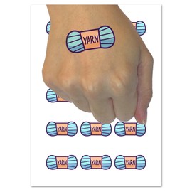 Yarn Knitting Crochet Skein Doodle Temporary Tattoo Water Resistant Fake Body Art Set Collection - 54 1" Tattoos (1 Sheet)