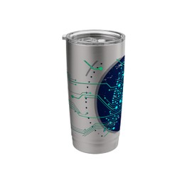Artificial Intelligence Blue AI Letters In Electronic Style Stainless Steel Insulated Tumbler