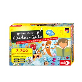 Noris 606013595 Quiz - Quizspiel mit 3300 Fragen und Wahlmöglichkeiten, für 1 - 6 Spieler, ideal für Zuhause oder auf Reisen, für Kinder ab 4 Jahren