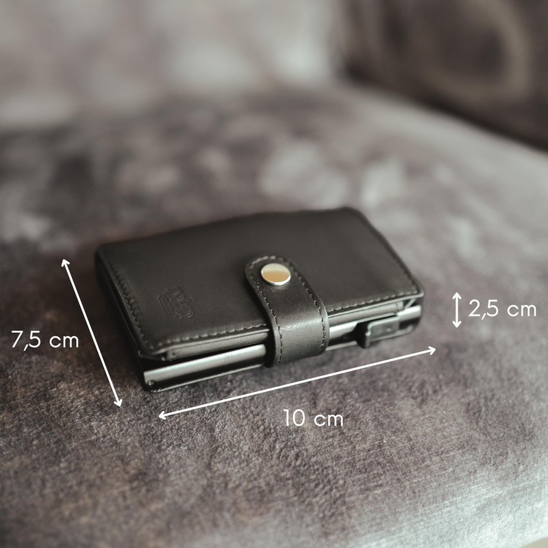 BAUR Slim Wallet with Coin Compartment, Genuine Leather Credit Card
