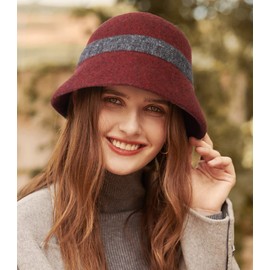 Adigaber Women's Hats Melon Hat Wool Hat Felt Hat Fedora Hats Church Hats Fishing Hat Derby Autumn Winter Warm, red