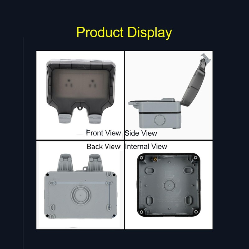 Outdoor Power Outlet, 110V 15A Double Outlet Plug IP66 Outdoor