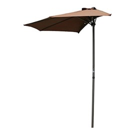 Maykoosh Retro Revival Half Round Wall Hugger Umbrella - 6' Height, UV Resistant with Aluminum Bronze Pole, Perfect for Tighter Spaces