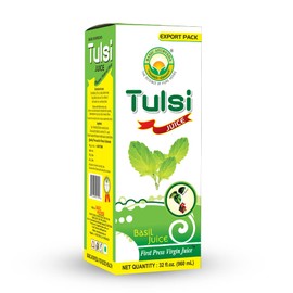 BASIC AYURVEDA Holy Basil Juice | Natural Tulsi Juice | 32.46 Fl Oz (960ml) | Ayurvedic Herbal Juice for Healthy Digestion & Skin