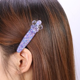 Transparent Blue Glitter Flower Hair Clip, Exquisitely Set With Zircon, Elegant Design, Sweet And Fresh Style, Fashionable And Versatile Item, Full Of Girlish Charm.