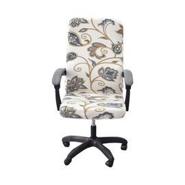 Stretch Office Chair Cover with Zipper Printed Computer Chair Cover for Armrest Chair Universal Removable Spandex Rotating Boss Chair Slipcovers Soft Desk Chair Seat Protector for Dogs, Cats (L, 21)