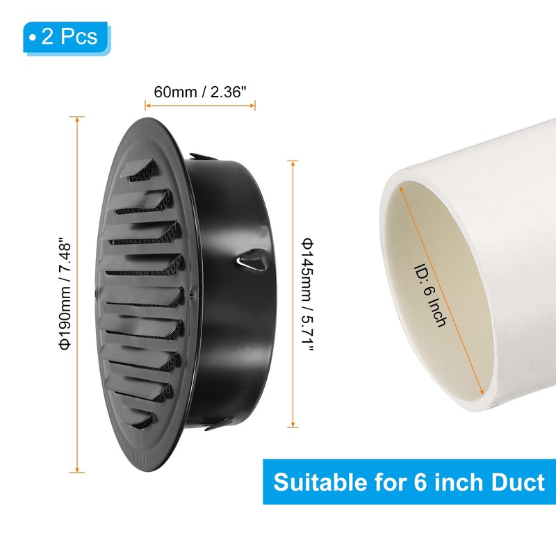PATIKIL 6" Round Air Vent Cover, 2pcs 304 Stainless Steel