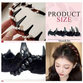 Vintage High Cranium Artificial Pearl Hairband, 2025 New Elegant Pearl Girl headband, Fashionable Wide Bead Shiny Headband, Girl Knotted (pearl, one size, 3 pcs)