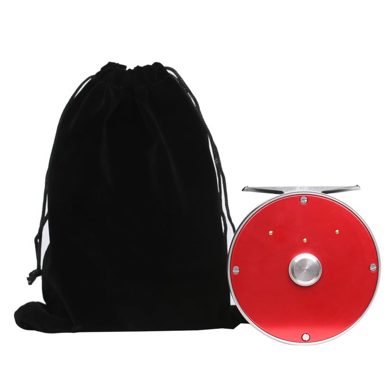 Vintage Classic Fly Fishing Reel,Right/Left Handle Position, Fly Reel (Red,