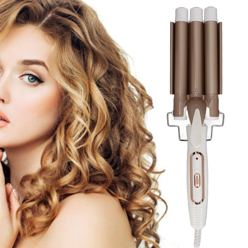 Wavy Curling Wand 3 Barrel Hair Crimper Dry and Wet