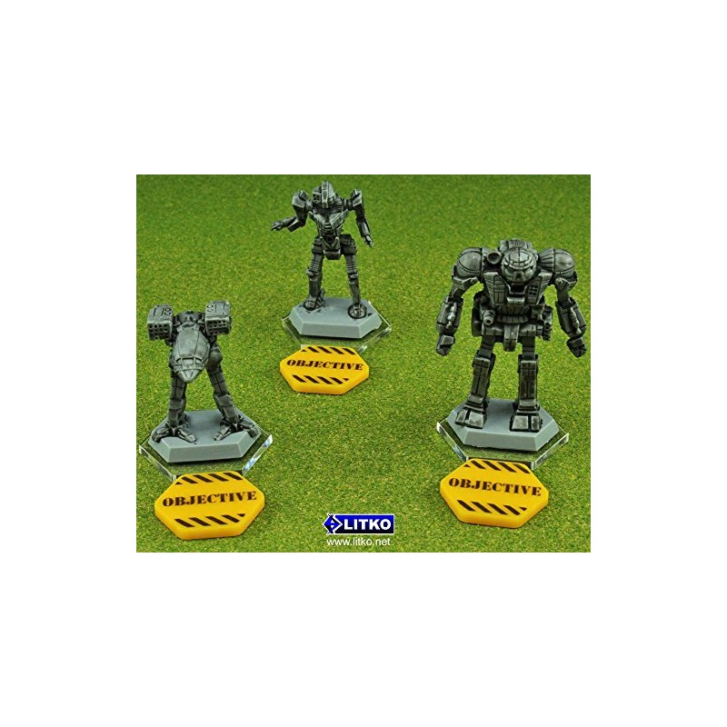 LITKO Hazard Stripe Objective Tokens Compatible with Battletech Opaque Gold