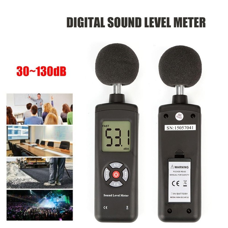Decibel Meter, 30-130 dB Portable Digital Sound Level Meter with