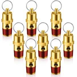 Bonuci 8 Pcs 1/4" Male NPT Safety Valve Air Compressor Pressure Relief Brass Safety Check Valve (200 psi Set Pressure)