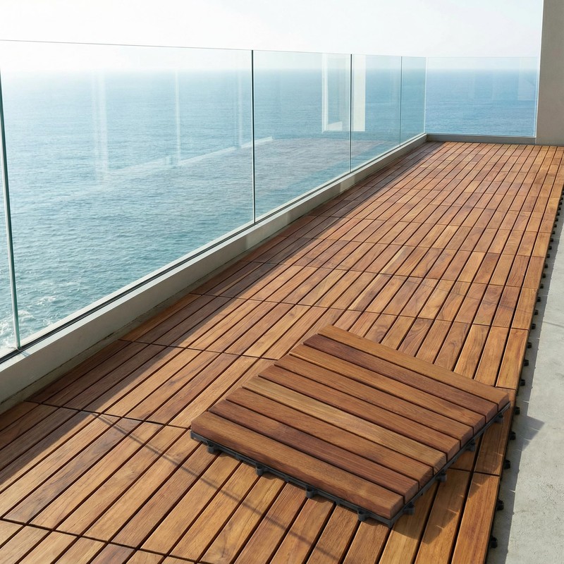 Bare Decor EZ-Floor in Solid Teak Wood, 1 Tile ONLY,