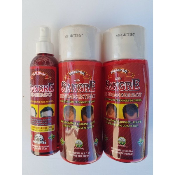 2 Shampoo Sangre Grado Oil & 1 Lotion 16.9 fl