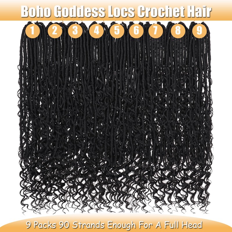 ZRQ 30 Inch Boho Faux Locs Crochet Hair 9 Packs
