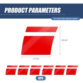 Bookeel 6 PCS Reflective Wheel Stickers, 3.9" x 2.8" Wheel Decals Hash Stripe Stickers, Waterproof Decals for 18"-21" Rim, Universal Tire Rim Accessories for Most Cars (Red)