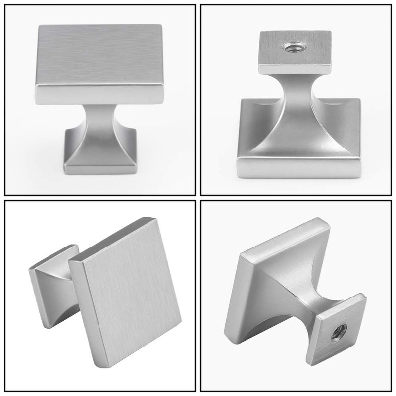 homdiy 30 Pack Solid Square Drawer Knobs - Brushed Nickel
