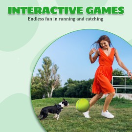 INSUM 9.5'' Giant Tennis Ball, Large Toy for Outdoor Play, Dog Herding Ball, Birthday Gift, Great for Exercise/Workouts (Deflated, Come with Pump)