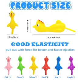 Cuackamily 18 Pieces Slingshot Chicken, Stretch Flying Chickens Snips Toy, Funny Finger Stretchy Rubber Chicken Slingshot Toy, Office Pranks Birthday Party Toy for Children and Adults