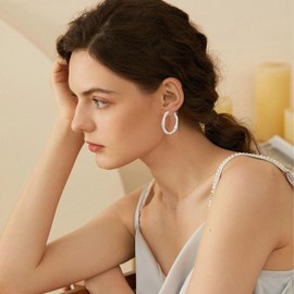 Silver Hoops Earrings For Women Silver Earrings For Women 925 Sterling Silver Twisted Hoops Earrings With Cubic Zirconia Hoop Earrings For Girls