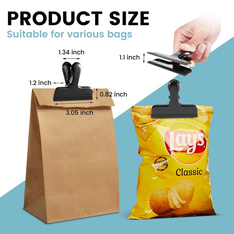 HOUSE AGAIN 8 Pack Stainless Steel Chip Bag Clips Covered