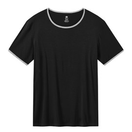 MoFiz Men's Pajamas Set Short 2 Piece Sleepwear Sleep Pajama Set Lightweight Soft Mens Pjs Lounge Set with Pockets Black