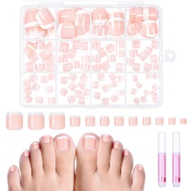 Kiiwah 120pcs False Toenail Set, Full Cover Fake Toe Nails with Glue, Acrylic Toenals for Girls Nail Salon, Nail Art DIY - 12 Sizes