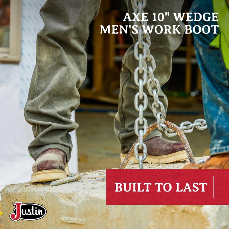 Justin Men's Axe 10" Wedge Round Toe Work Boot, Light