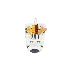 kikadu Zebra Face Cloth, Children's Wash Cloth with Animal Face Made from 100% GOTS-Certified Organic Cotton