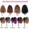 1.Kinky Curly Drawstring Ponytail Grey Afro Curl Synthetic Hair Extension