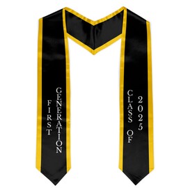 XINWBB First Generation Graduation Stole 72'' Class of 2025 Graduation Sash for Graduation Gift (Black&Gold)