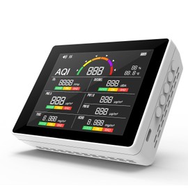 Futry 15-in-1 Smart Air Quality Monitor Indoor - AI-Powered Home Air Tester for CO2, PM2.5, TVOC, HCHO, Noise, Temp & Humidity, 6-Level AQI with 3-Color Alerts, Portable & Rechargeable