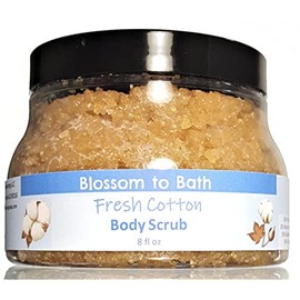 Fresh Cotton Body Scrub (8 Ounce) - Phthalate Free Fragrance - Softens, Moisturizes And Exfoliates with a Clean Cotton Scent