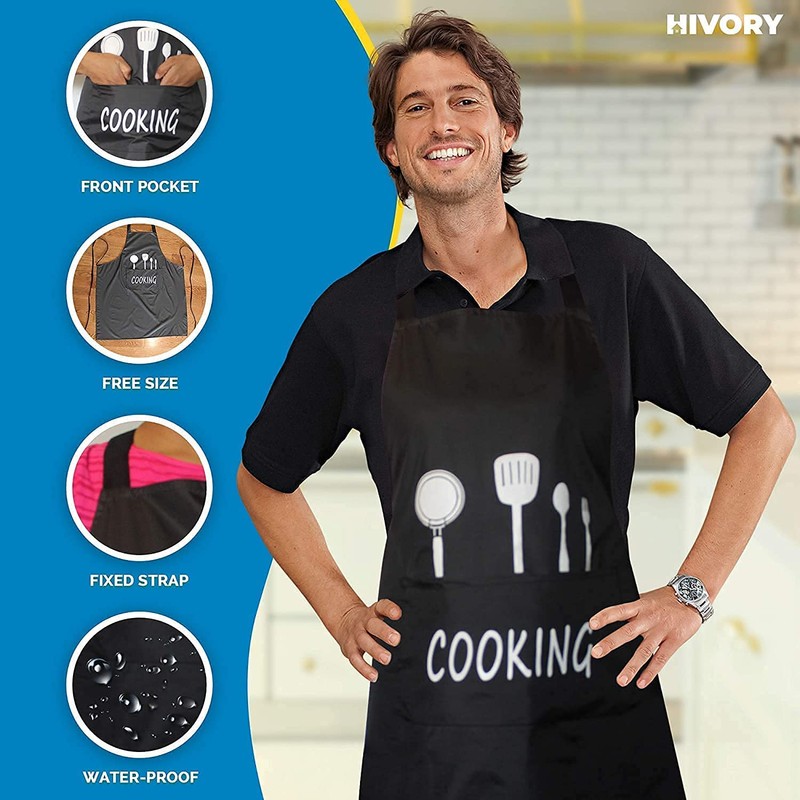 Hivory Kitchen Bib Apron - 2 Pack - Waterproof and