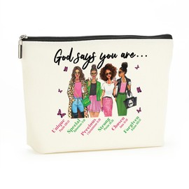 Inspirational Sorority Sister Christian Gifts for Women Makeup Bag Pink And Green Gift for Girls Best Friends Sister Cosmetic Bag Greek Sorority Paraphernalia Friendship Graduation Christmas Birthday