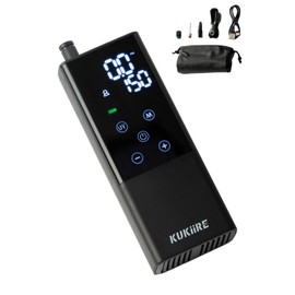 KUKIIRE Smart Air Pump, Just Press the Button from Japanese Manufacturers, Lightweight, Small (Compatible with All Valves), American/English/Presta Type, Fast Charging, For Bicycles, Motorcycles, Cars, Balls, Floats, Electric, Automatic, Compact, Air Com