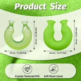 Reusable U-Shaped Hot Water Bottle with Soft Plush Cover – Dual Nozzle Neck Heat Pack for Women Men, Relieves Tension and Fatigue, Ideal for Winter, Bedtime, and Office Use (Green)