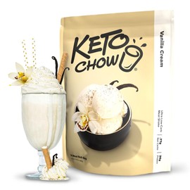Keto Chow Vanilla Cream - Keto Meal Replacement Shake Powder - Nutritionally Complete - Low Carb - Delicious Easy Meal Substitute - Protein Rich & Dairy Free - 21 Meal Serving