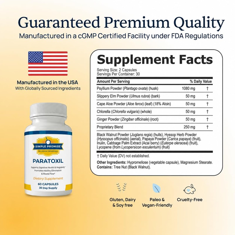 Paratoxil - Psyllium Husk Fiber Capsules for Gut Cleanse -