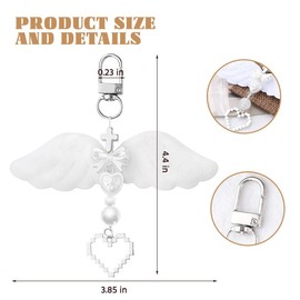 Angle Wing Heart Keychain Keyring Cross Keychain Charm for Bag Purse Religious Gifts for Women Teens Girls Christian Winged Key Charm Aesthetic Y2K Keychains for Car Key Backpack Purse