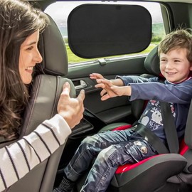 Car Window Shades for Baby 21” x 14” (4 Pack) Cling, Blocks 99.98% UVR, Sun Shade Blocker, Glare Shield Protection, Side Car Window Screens, Mesh Window Shades for Baby