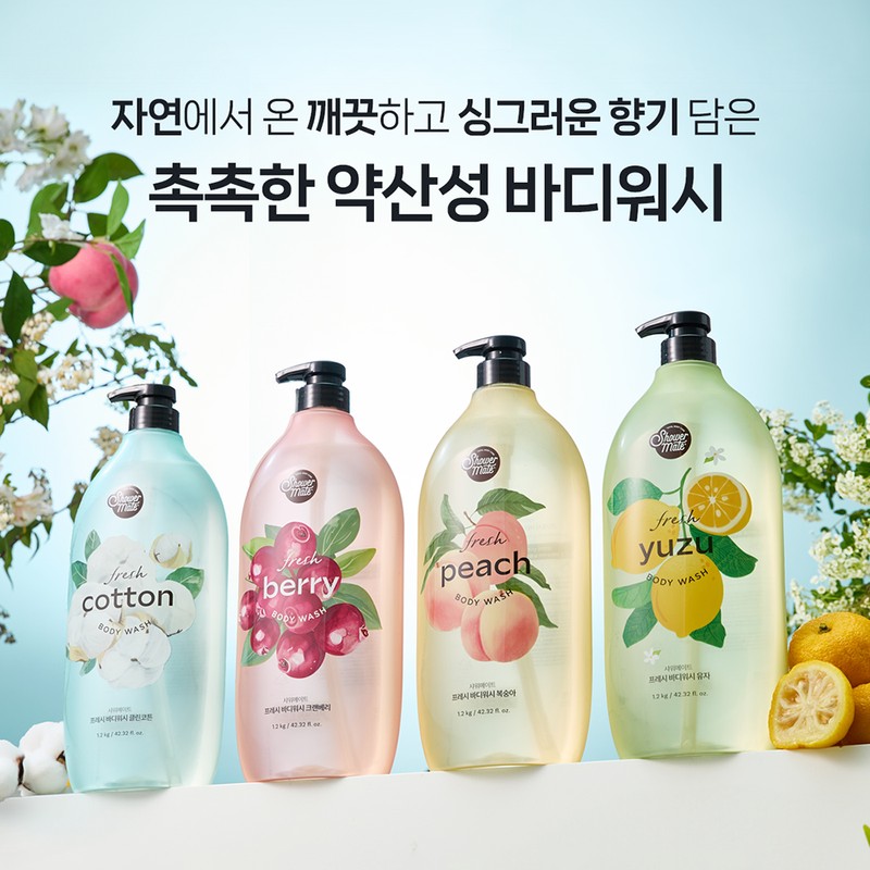 Shower Mate Peach Body Wash Fruit Scent, 1.2kg, 2 Pack