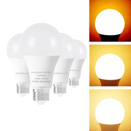 Scheinenda 3-Way Light Bulbs 30 70 100 Watt Equivalent, Standard A19 Indoor Led Bulb Soft White 2700K, 15 Watt Energy Efficient Bulb, 1600 Lumens, 4Pack