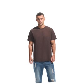 VEIISAR Men's Midweight Crew Neck T-Shirt - 210GSM Soft Cotton Blend, Regular Fit for Cooling Comfort Coffee XL