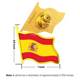 Spain Flag Lapel Pin - Enamel Metal National Badge | World Travel Souvenir Gifts for Men & Women | Country Flag Patriotic Brooch Bulk Pack of Pins for Hat, Tie, Clothes, Backpack (1pc)