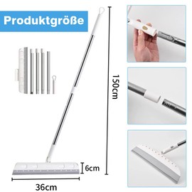 Squeegee Bottom, 150 cm Water Squeegee Floor Squeegee Shower, Shower Squeegee Long Handle, Window Squeegee with Handle, Water Wiper, Shower Wiper (Grey)