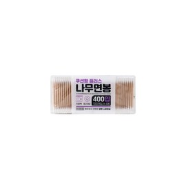 Katie Cushion Wang Plus Wooden Cotton Swabs, 400 Count (Zip Bag Type) / 케이티 쿠션왕플러스 나무면봉 400개입(지퍼백형)